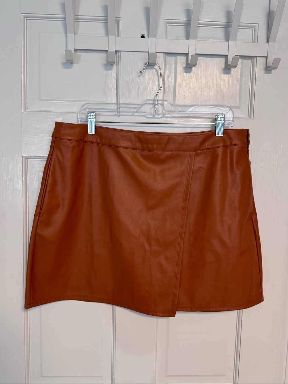 a new day | Faux Leather Mini Skirt, Cognac Color, Size 14 - EUC